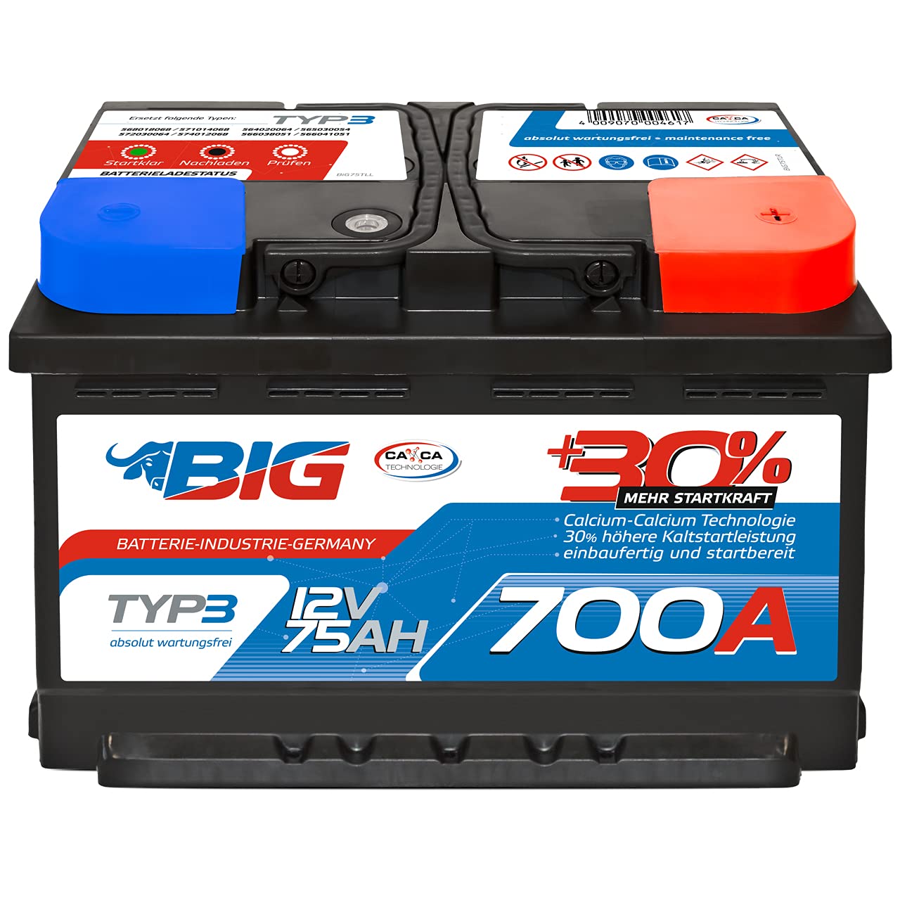 BIG +30% 12V 75Ah 700A/EN von BIG