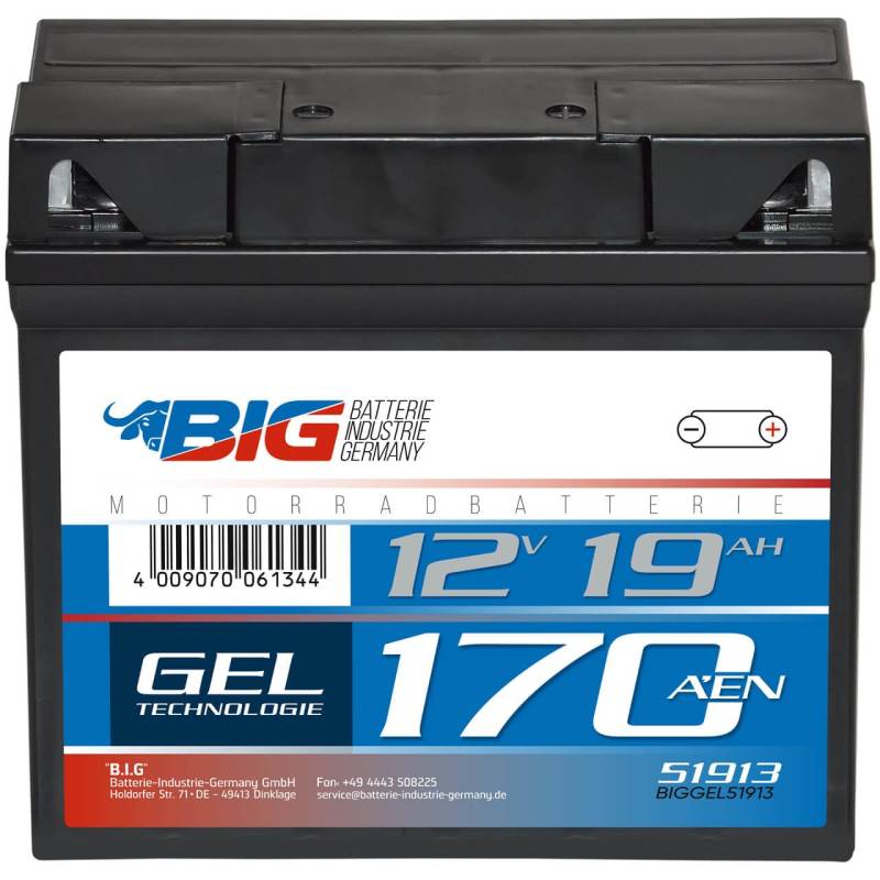 BIG 51913 GEL 12V 19Ah 170A/EN Motorradbatterie von BIG