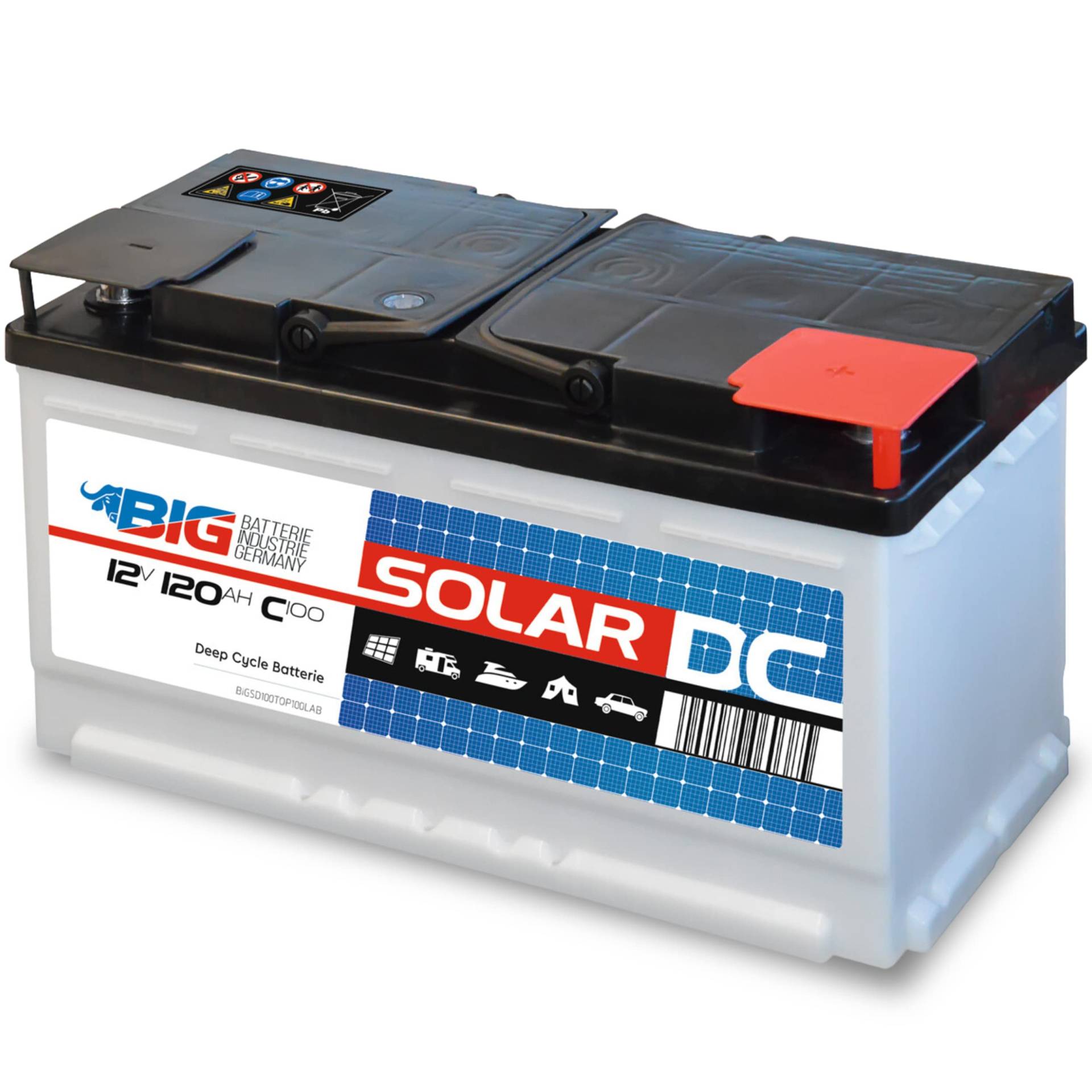 BIG Solar Akku 120Ah 12V Batterie Antrieb Wohnmobil Beleuchtung Versorgungsbatterie 90Ah 100Ah von BIG