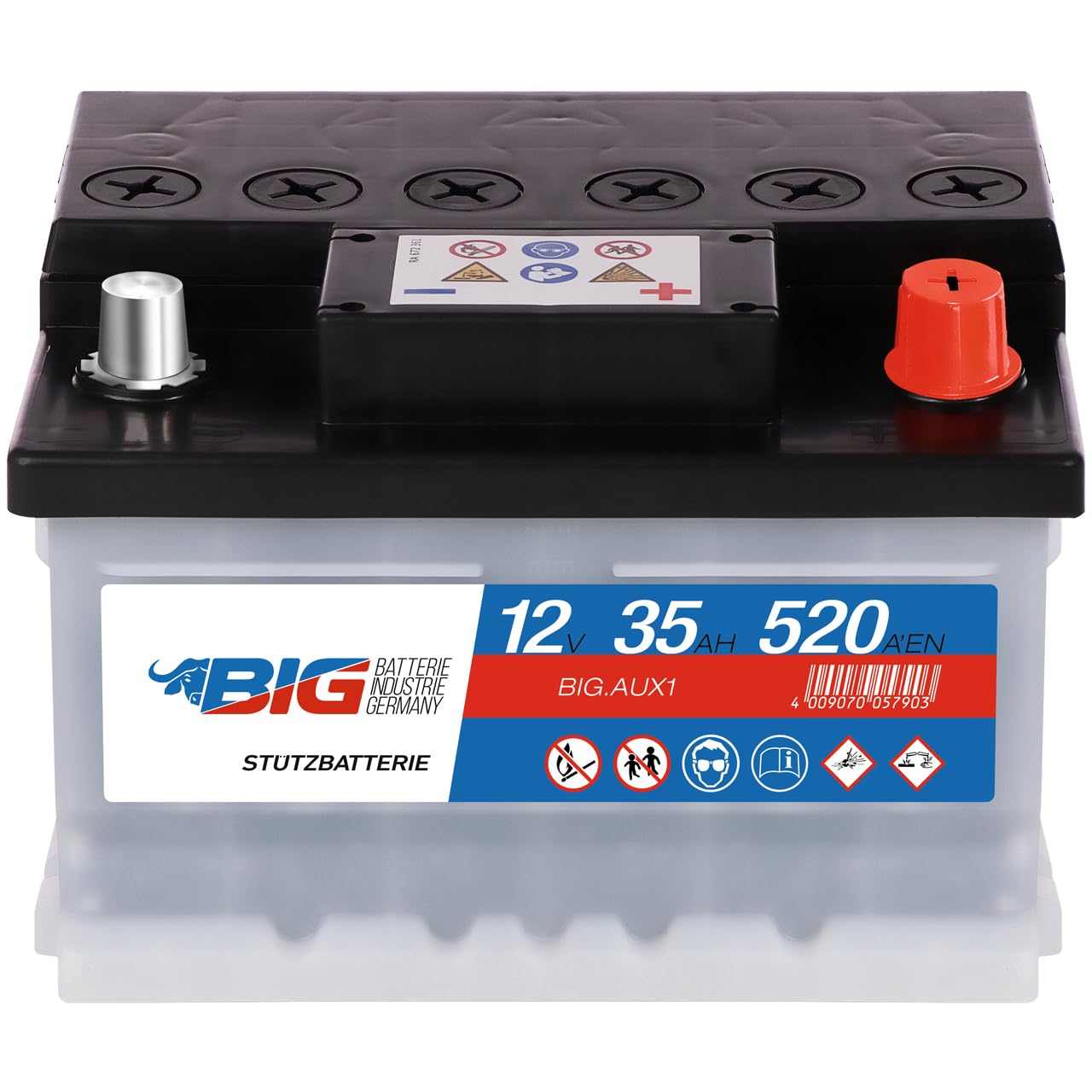 BIG AUX1 Stützbatterie 12V 35Ah 520A ersetzt A2305410001 SL R230 von BIG