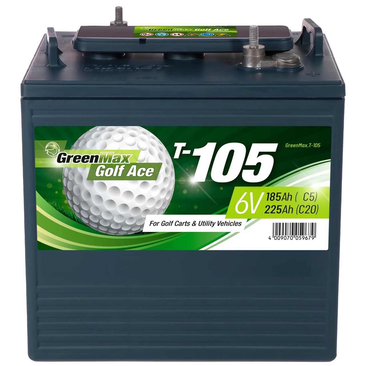 GreenMax Golf Ace T-105 (6V 225Ah) - Hochleistungs-Blei-Säure-Batterie für Golfcarts und Elektrofahrzeuge - Zuverlässig, Langlebig, Effizient, 99% Recycelbar von BIG