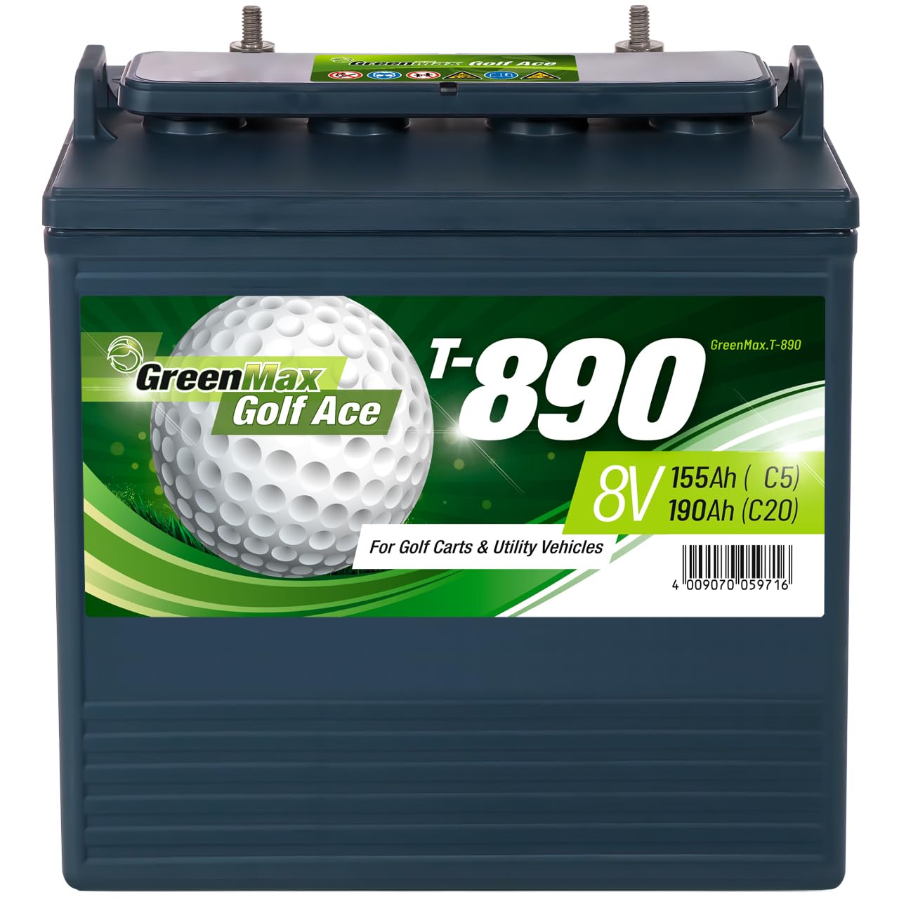 GreenMax Golf Ace T-890 (8V 190Ah) - Hochleistungs-Blei-Säure-Batterie für Golfcarts und Elektrofahrzeuge - Zuverlässig, Langlebig, Effizient, 99% Recycelbar von BIG