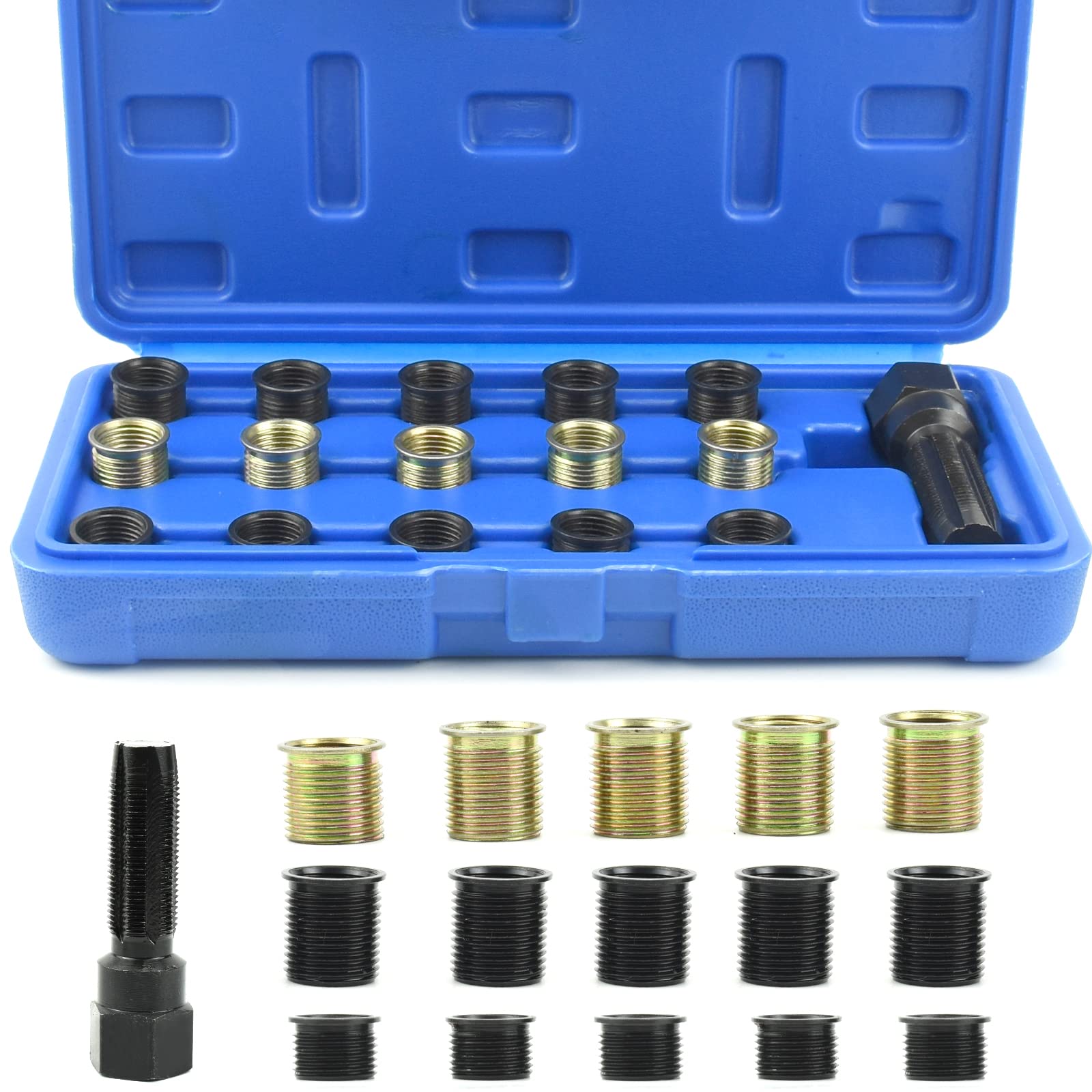 BIGP 16 Stücke Reparatursatz für Zündkerzengewinde, M14 x 1.25mm Zündkerzengewinde Reparatur Satz Verschiedene Größen, inkl Koffer Gewinde-Reparatur-Satz Gewindebuchsen aus rostfreiem Stahl BIGP 16 Stücke Reparatursatz für Zündkerzengewinde, M14 x 1.25mm Zündkerzengewinde Reparatur Satz Verschiedene Größen, inkl Koffer Gewinde-Reparatur-Satz Gewindebuchsen aus rostfreiem Stahl von BIGP