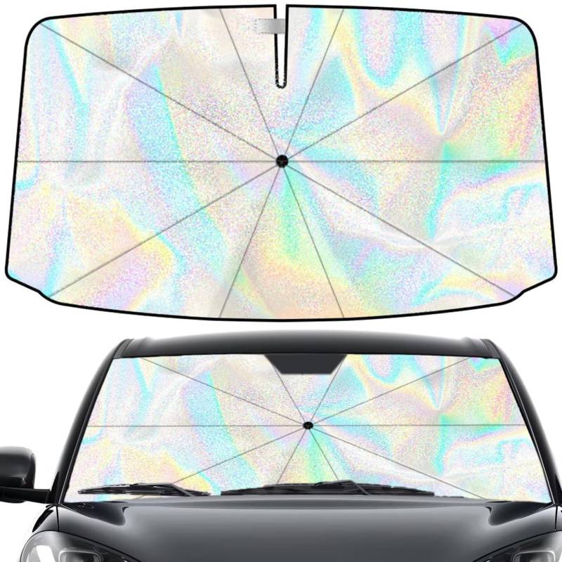 BIGP Sonnenschutz Auto Frontscheibe Faltbar, 140×80cm Sonnenschirm Auto, UV-Schutz Sonnenschirm für die Windschutzscheibe für die meisten Autos, SUVs, LKWs von BIGP