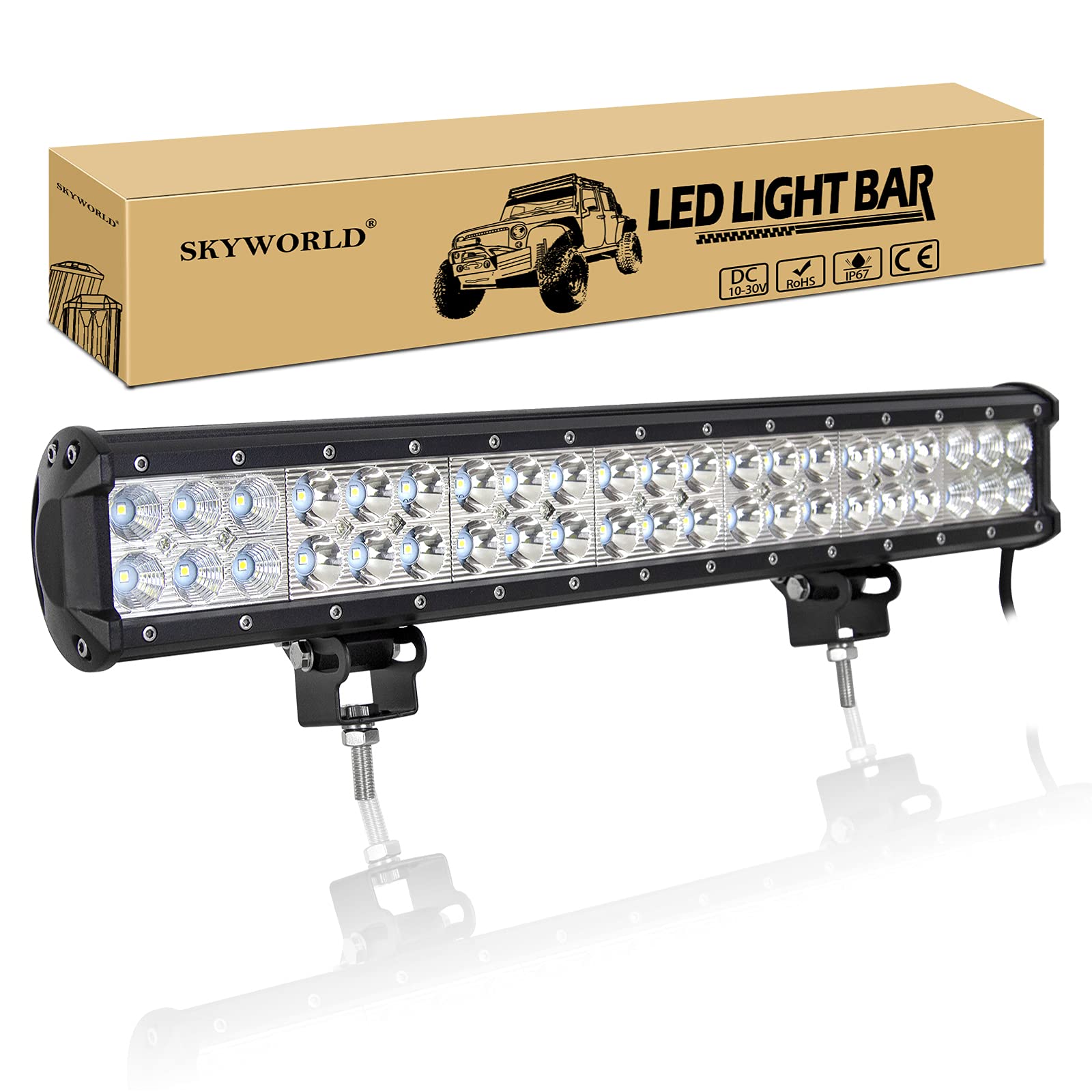 SKYWORLD led zusatzscheinwerfer bar, Zweireihiges wasserdicht 20 Zoll 50cm 126W Scheinwerfer Flutlicht Combo offroad scheinwerfer für 4x4 LKW Auto SUV Traktor Traktoren Arbeitsleuchte Offroad 12V 24V von SKYWORLD