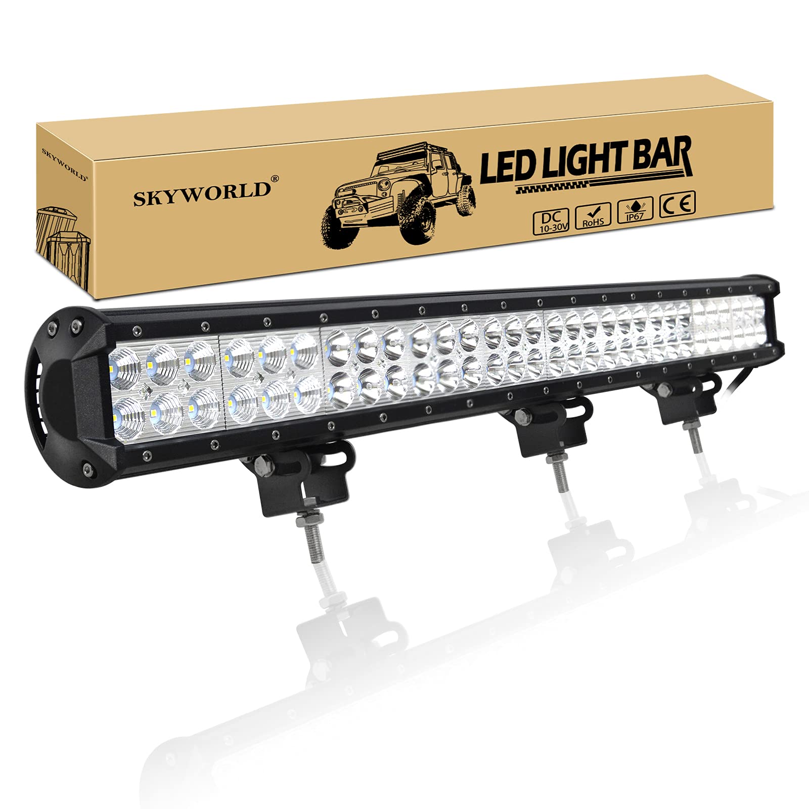 SKYWORLD led zusatzscheinwerfer bar, Zweireihiges wasserdicht 28 Zoll 71cm 180W Scheinwerfer Flutlicht Combo offroad scheinwerfer für 4x4 LKW Auto SUV Traktor Traktoren Arbeitsleuchte Offroad 12V 24V von SKYWORLD