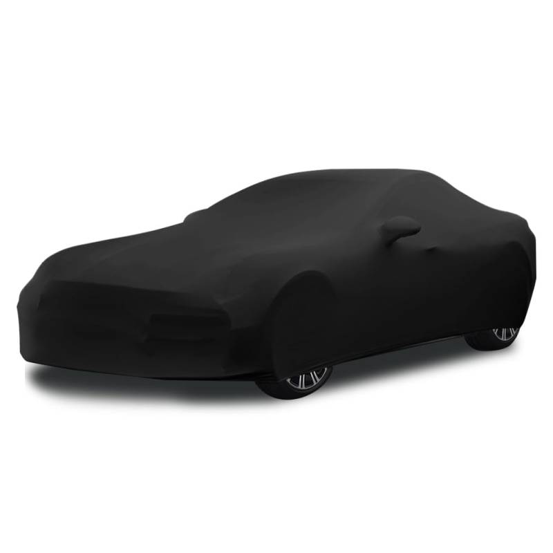 BHIEE Autoabdeckung Indoor Stretch Stoff Sportwagen Autoplane Staubschutz Elastischer Abdeckung Auto für Autogarage Innenbereich, Tiefgarage, Autoausstellung,Passen bis zu 4,6m-4,9m, Schwarz von BIHEE