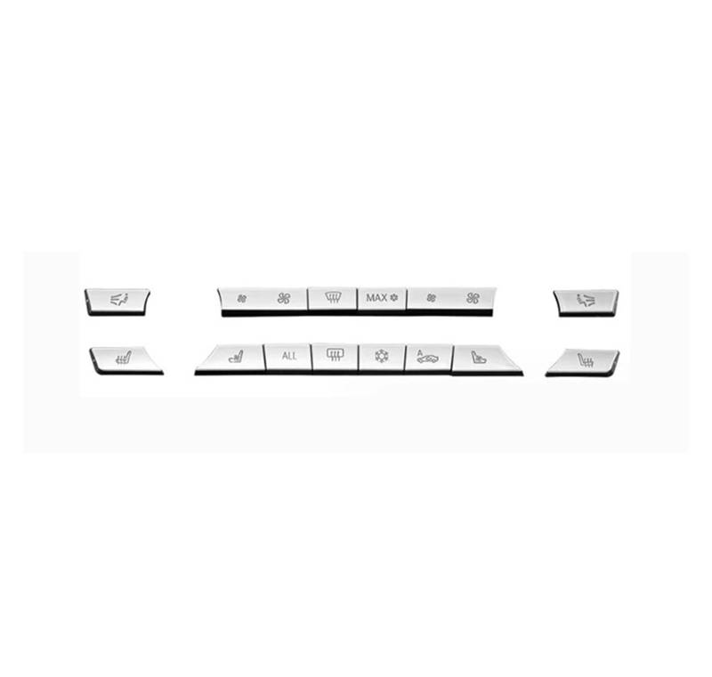 Für 5 7 Serie F10 F01 10-16 Silbrig Schwarz Center Klimaanlage AC Control Schalter Taste Ersetzen Abdeckung Zubehör Innenraum(14pcs Silvery) von BIISVM