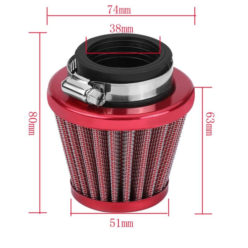 Motorradvergaser Motorrad 19mm Vergaser Mit Luftfilter Für Jog 50cc 90cc Für JOG90 Moped 2 Hub 1E40QMB 1PE40QMB 1E50QMG E-TON Für Polaris Vergaser-Reparatursatz(Red air fliter) von BIISVM