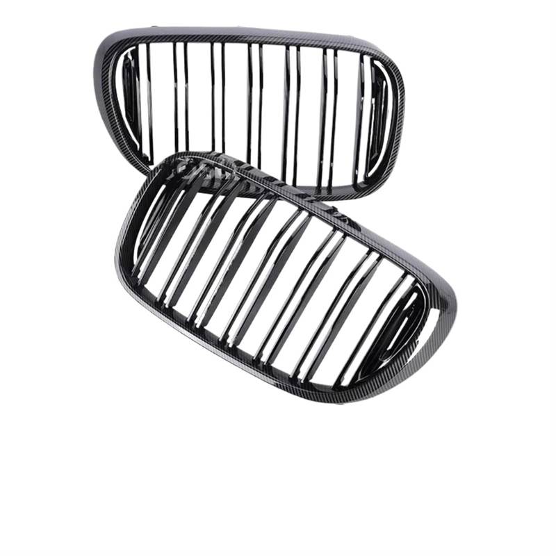 Sport Kühlergrill Auto Front Stoßstange Nieren Grille Für 7 Serie G11 G12 730i 740i 750i 2015 2016 2017 2018 2019 Doppel Lamellen Schwarz Racing Grill Ersatz Auto Kühlergrill(Dual Carbon Look) von BIISVM