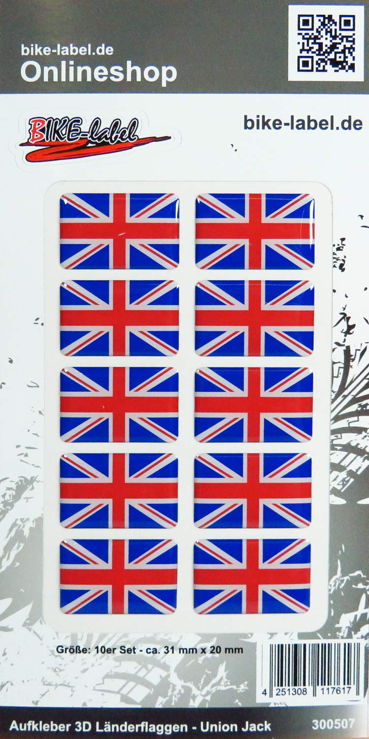 BIKE-label Auto Aufkleber 3D Länder-Flaggen Union Jack England 31 x 20mm 300507 von BIKE-label