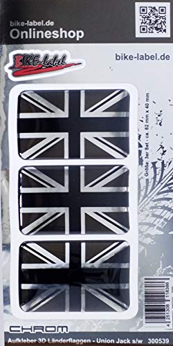 BIKE-label 300539 Aufkleber 3D Länder-Flaggen Union Jack England Chrom 62 x 40 mm von BIKE-label