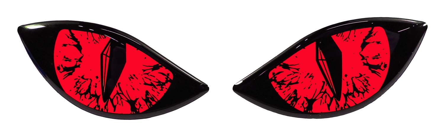 BIKE-label Aufkleber 3D Böse Augen für Auto Motorrad Roller Helm neon rot X910058VA von BIKE-label