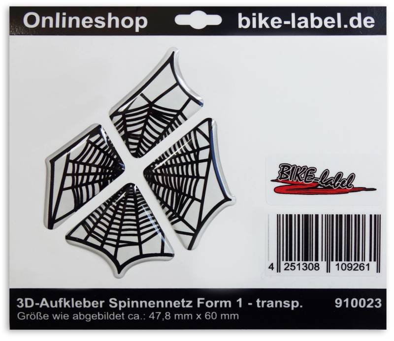 BIKE-label Aufkleber 3D Spinnennetz Deko Sticker für Motorrad Helm Auto Aufkleber 910023 von BIKE-label