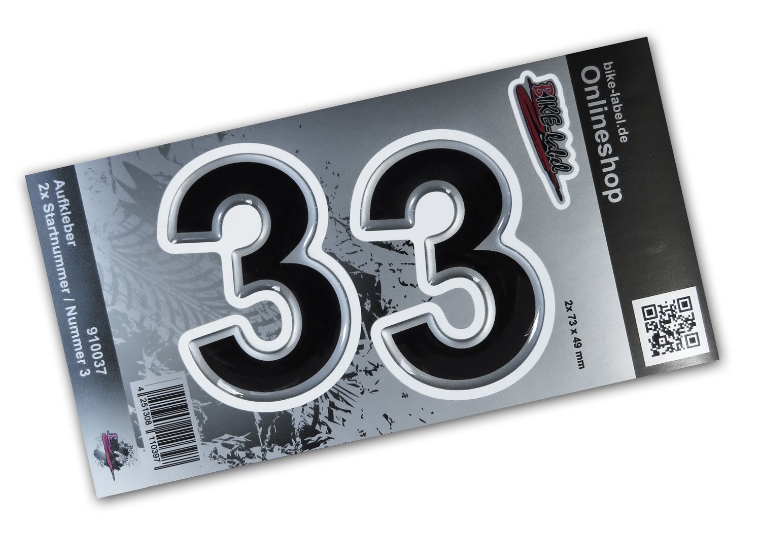 BIKE-label Aufkleber Zahlen Nummer 3 für Motorrad Auto Fenster silbern 3D Sticker 2er Set je ca. 49 x 73 mm 910037 BIKE-label Aufkleber Zahlen Nummer 3 für Motorrad Auto Fenster silbern 3D Sticker 2er Set je ca. 49 x 73 mm 910037 von BIKE-label