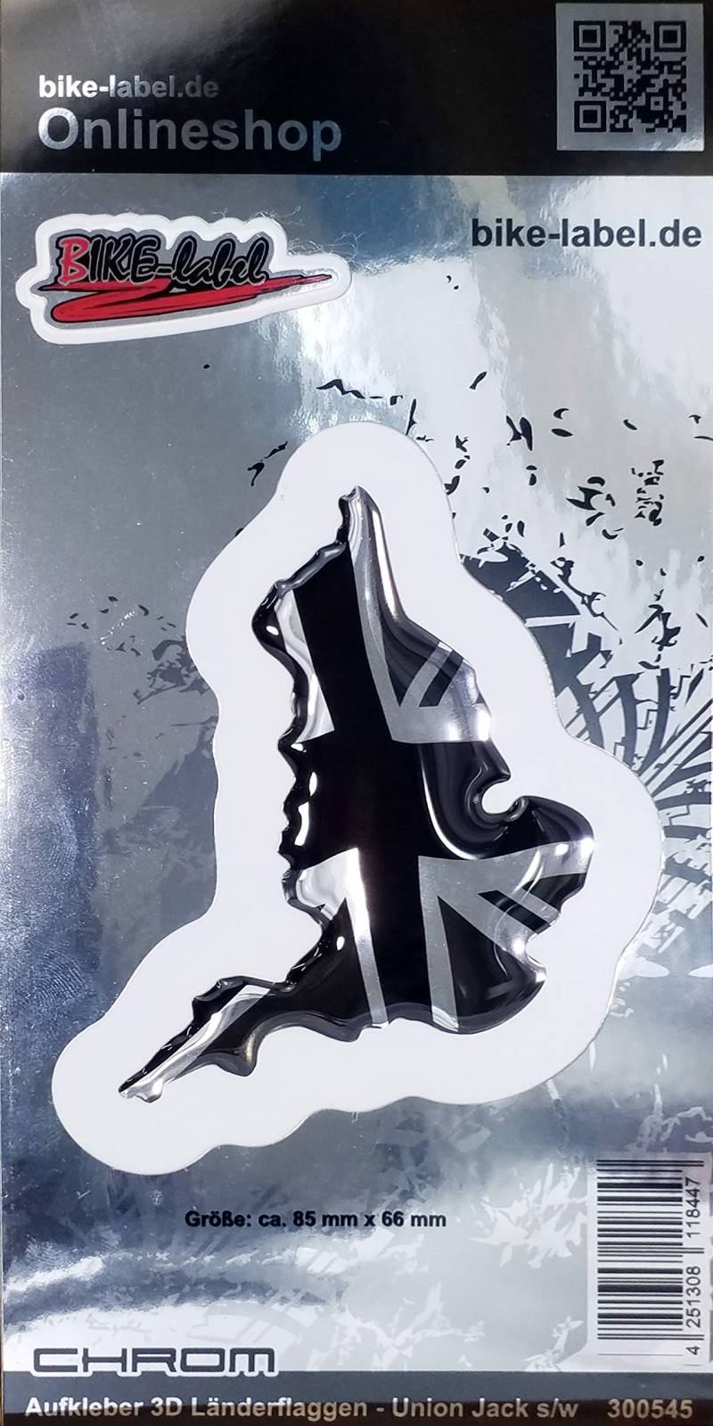 BIKE-label Auto Aufkleber 3D Flaggen Union Jack England Chrom 85 x 66mm 300545 von BIKE-label