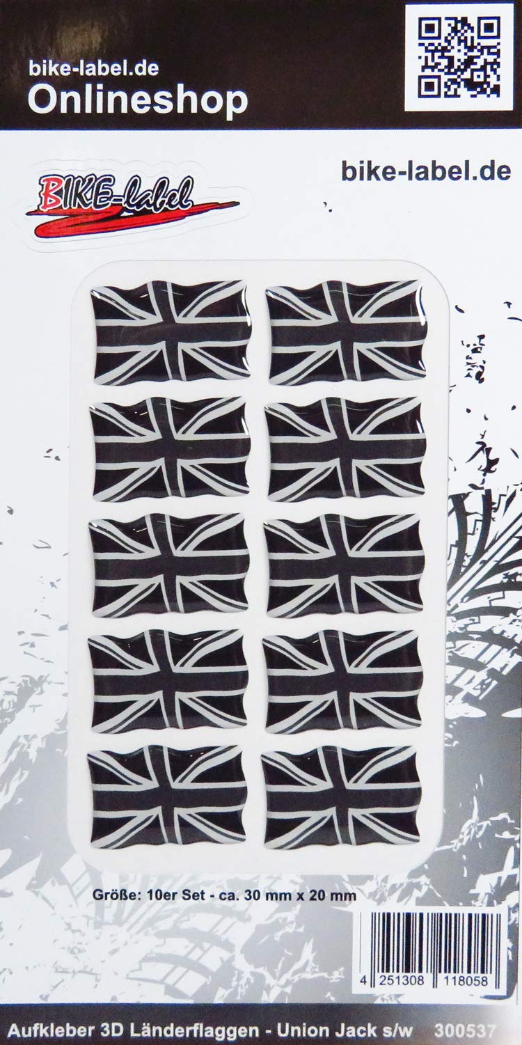 BIKE-label Auto Aufkleber 3D Länder-Flaggen Union Jack England 30 x 20mm 300537N von BIKE-label