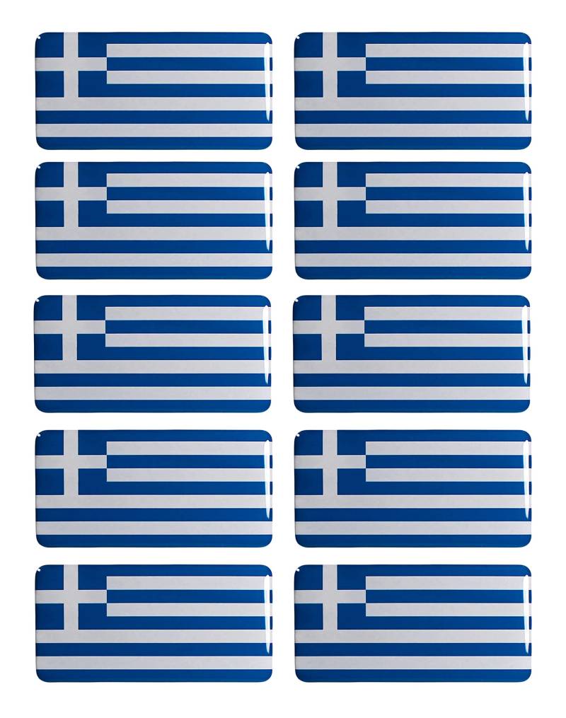 BIKE-label Griechenland 3D Aufkleber Flaggen 10 Stück je 40 x 20 mm Sticker Auto Kfz Motorrad X300683 von BIKE-label