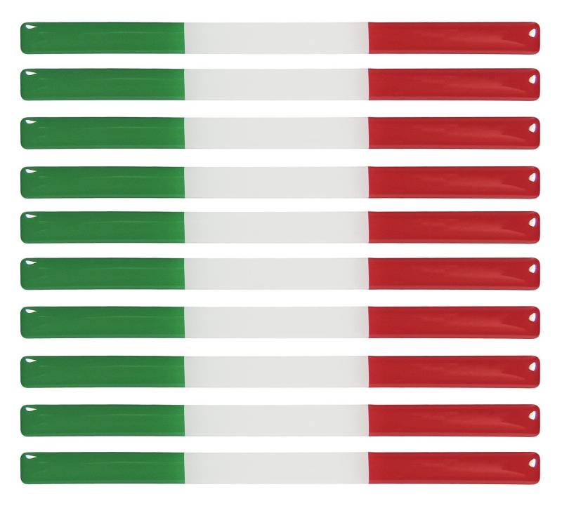 BIKE-label Italien 3D Aufkleber Flaggen 10 Stück je 150 x 10 mm Sticker für Auto Kfz Motorrad 300119VA von BIKE-label