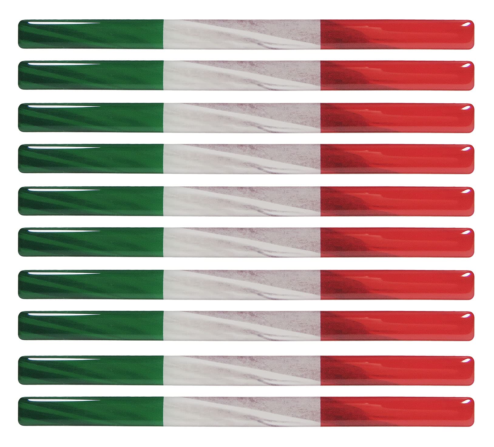 BIKE-label Italien 3D Aufkleber Flaggen 10 Stück je 150 x 10 mm Sticker für Auto Kfz Motorrad 300121VE von BIKE-label