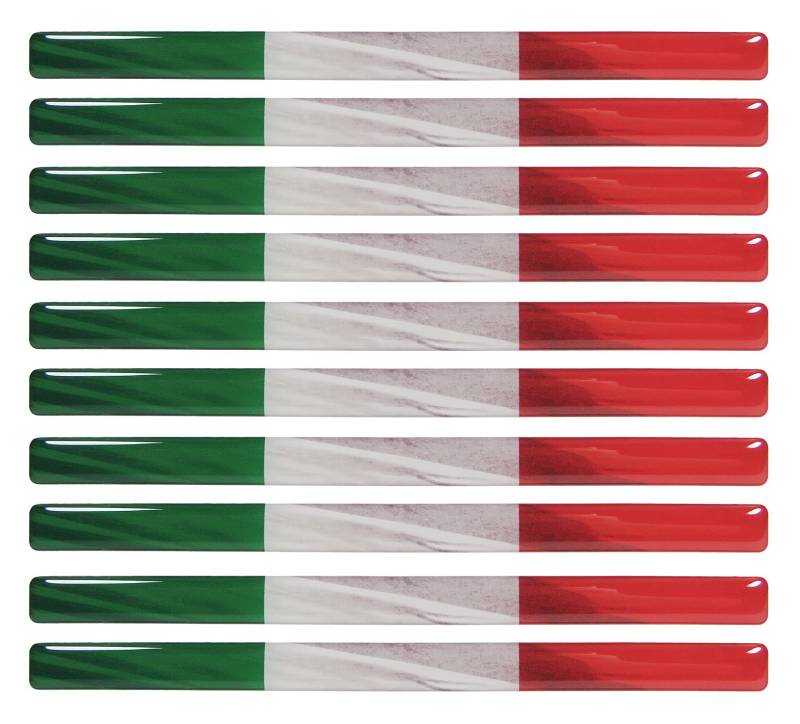 BIKE-label Italien 3D Aufkleber Flaggen 10 Stück je 150 x 10 mm Sticker für Auto Kfz Motorrad 300121VE von BIKE-label