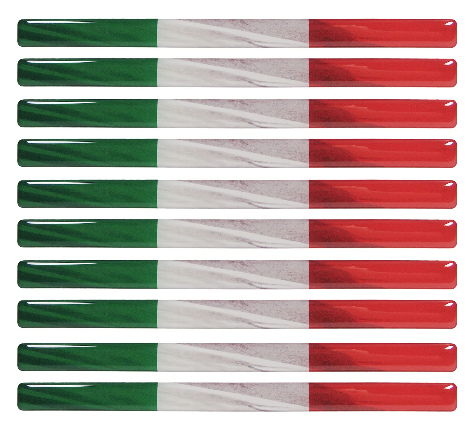 BIKE-label Italien 3D Aufkleber Flaggen 10 Stück je 150 x 10 mm Sticker für Auto Kfz Motorrad 300121VE BIKE-label Italien 3D Aufkleber Flaggen 10 Stück je 150 x 10 mm Sticker für Auto Kfz Motorrad 300121VE von BIKE-label