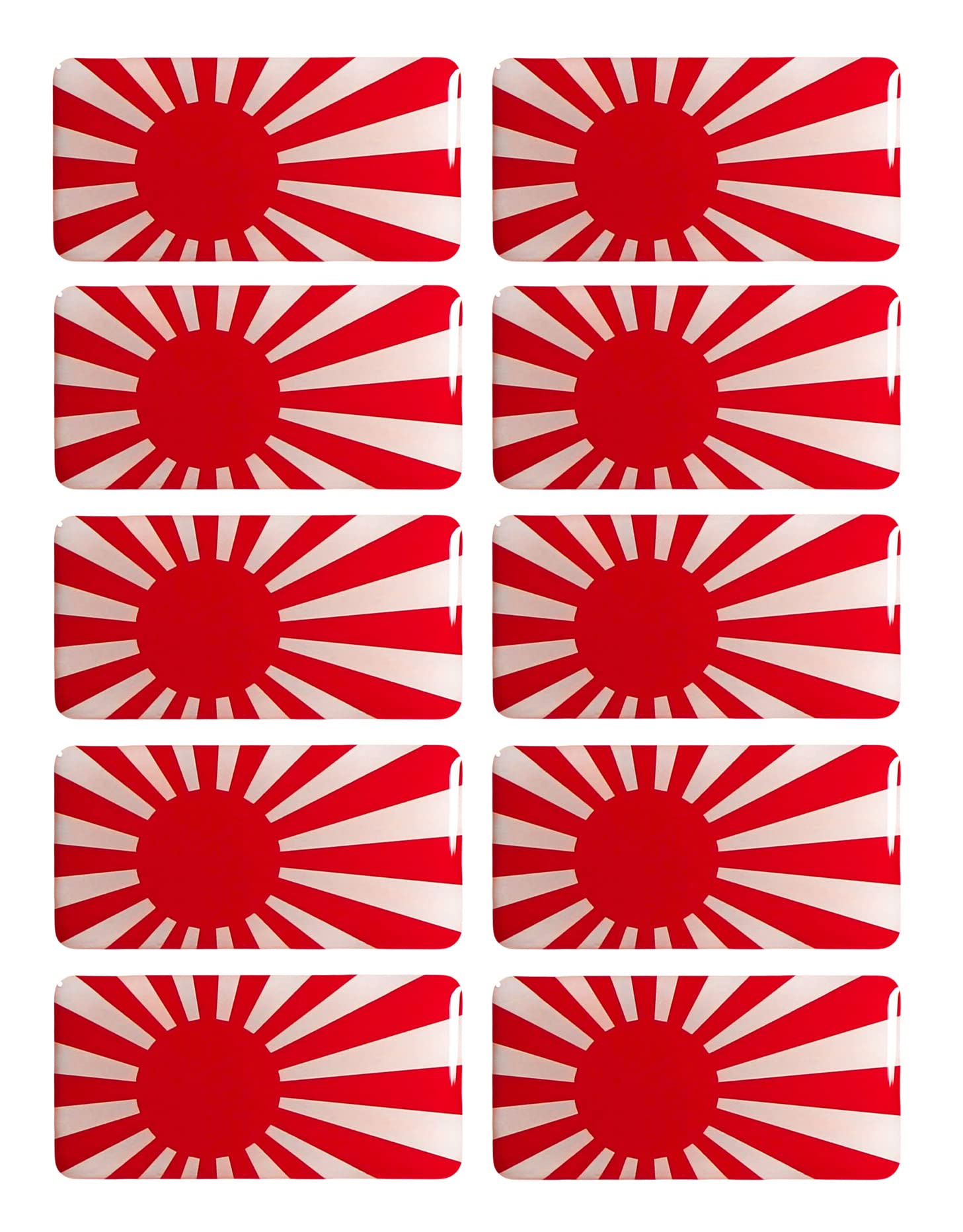 BIKE-label Japan Rising Sun 3D Aufkleber Flaggen 10 Stück je 40 x 20 mm Sticker Auto Kfz Motorrad X300647 von BIKE-label