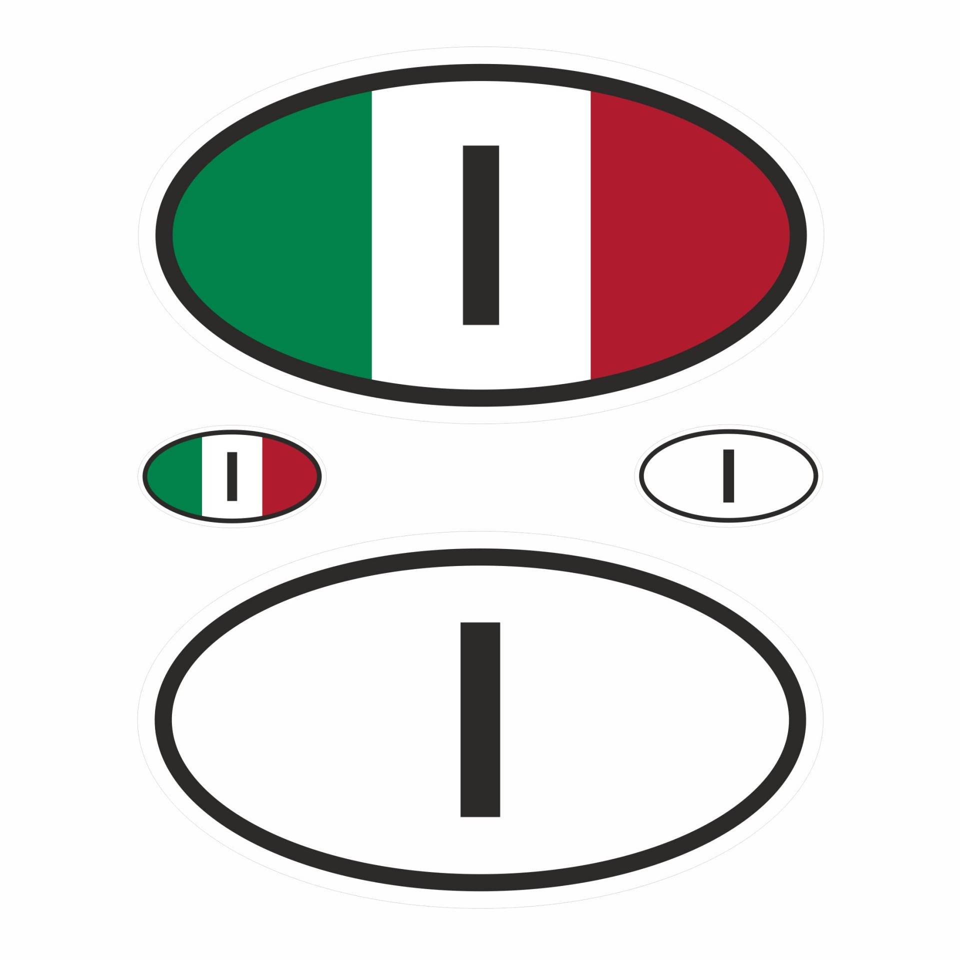 BIKE-label Länderkennzeichen Aufkleber 2D Italien für Auto Motorrad Tür Camper Sticker X400005 von BIKE-label