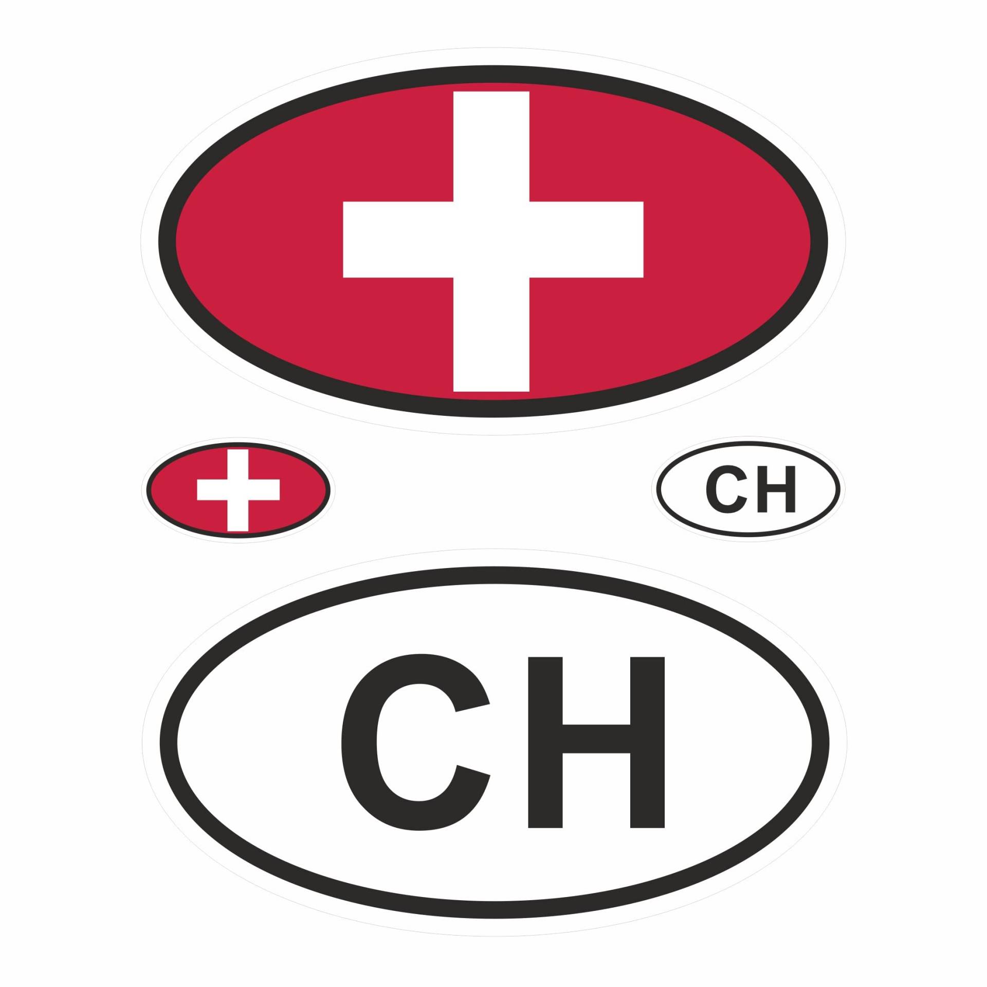 BIKE-label Länderkennzeichen Aufkleber 2D Schweiz für Auto Motorrad Tür Camper Sticker X400008 von BIKE-label
