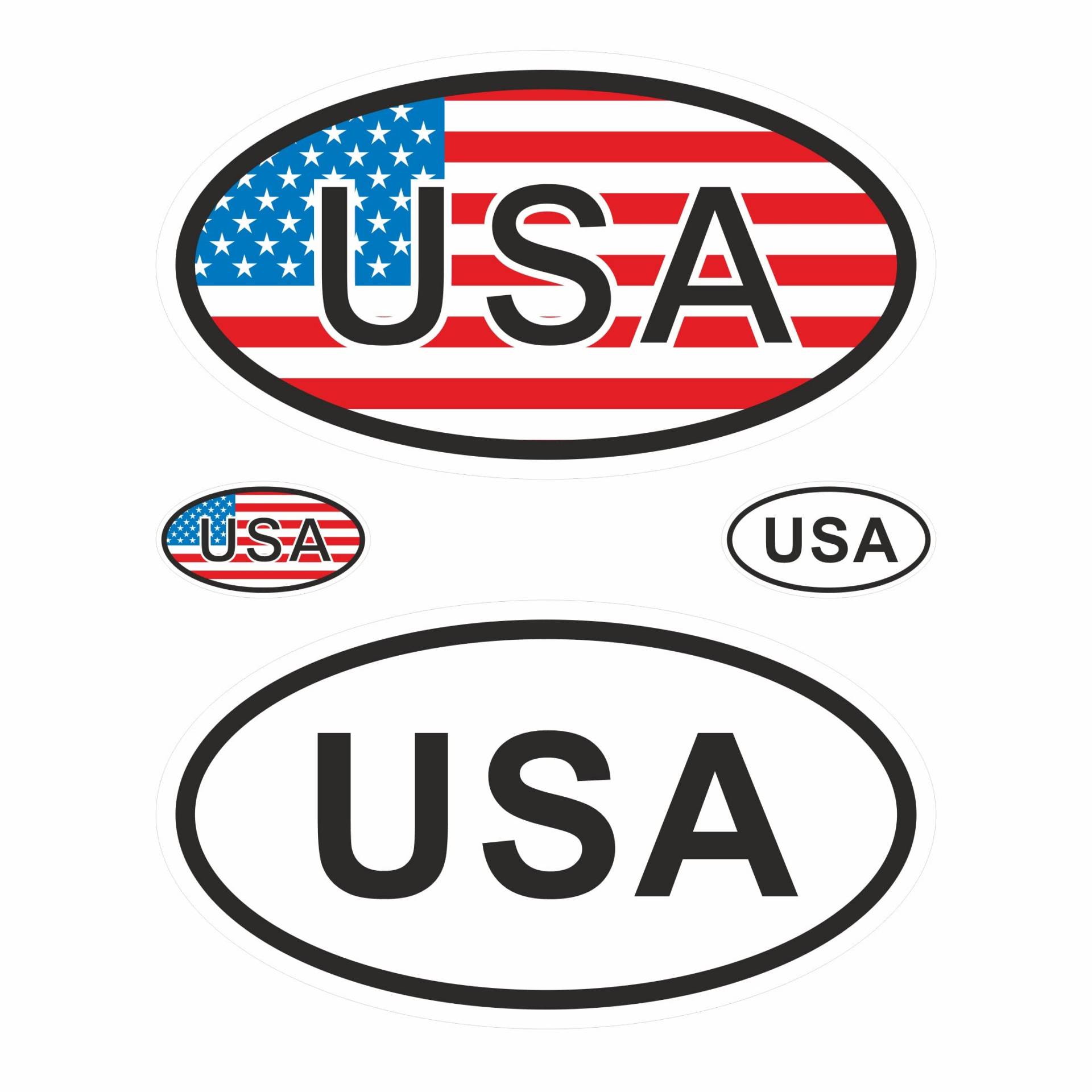 BIKE-label Länderkennzeichen Aufkleber 2D USA für Auto Motorrad Tür Camper Sticker X400001 von BIKE-label