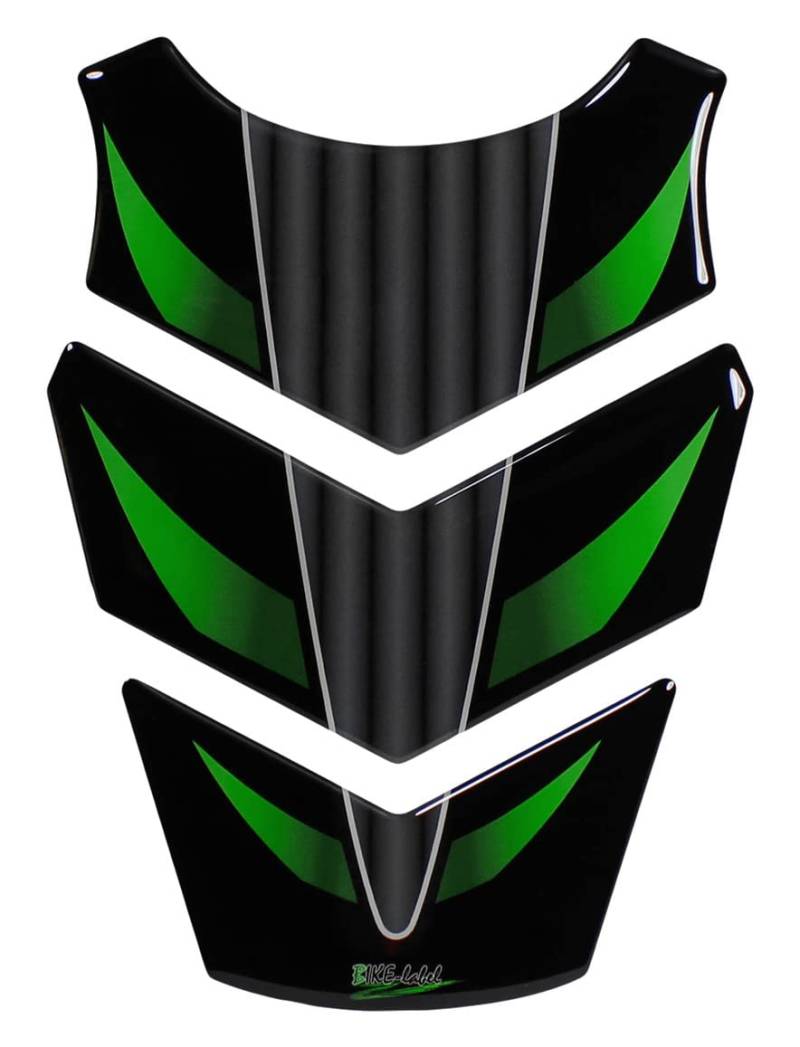 BIKE-label Tankpad klein 3D Motorrad-Aufkleber Tankschutz Lackschutz Racing Streifen Grün X504308VA von BIKE-label