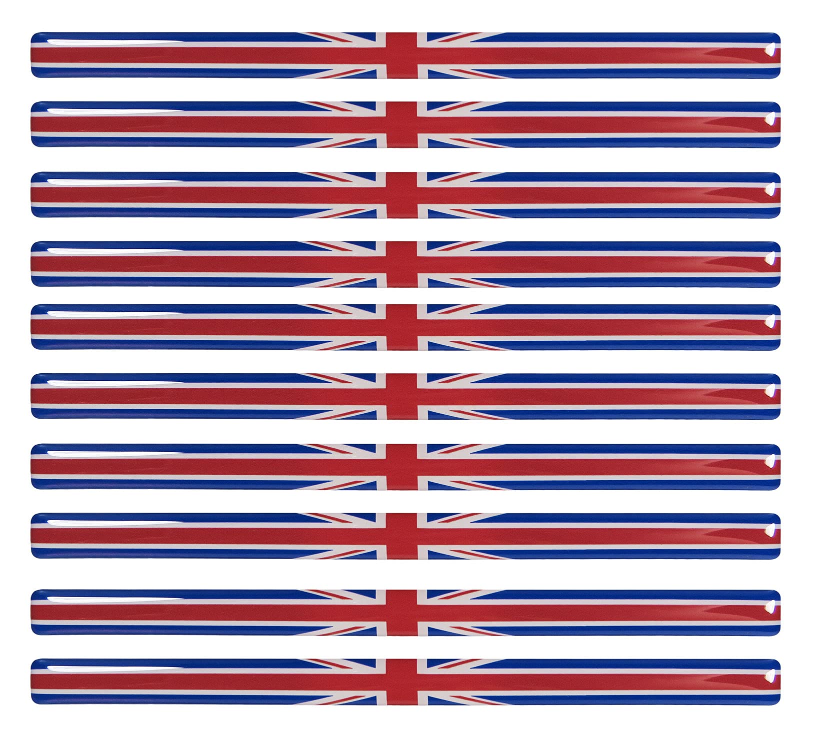 BIKE-label Union Jack 3D Aufkleber Flaggen 10 Stück je 150 x 10 mm Sticker Auto Kfz Motorrad 300550VE von BIKE-label