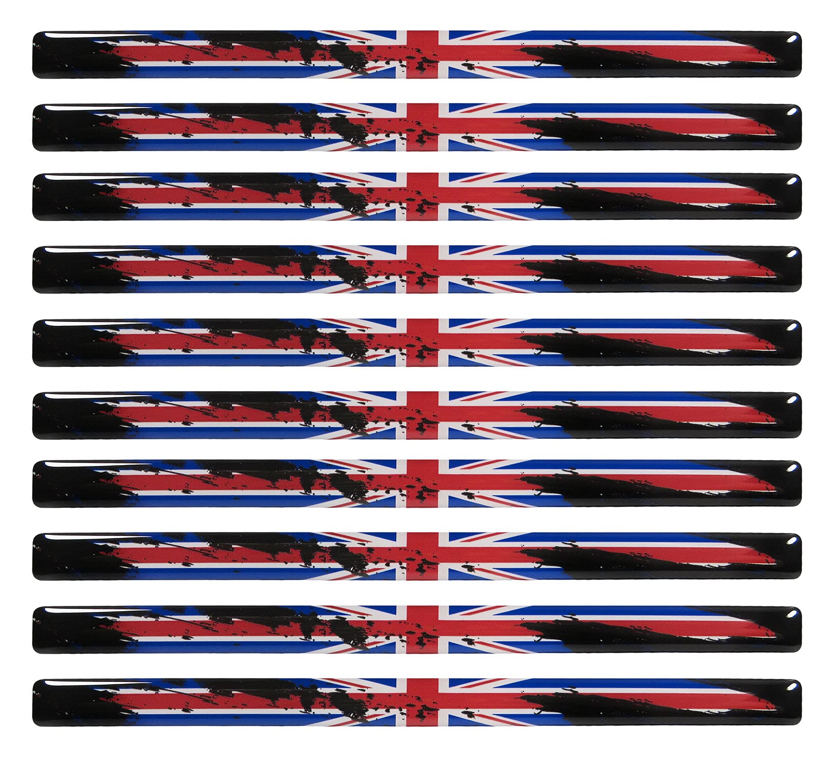 BIKE-label Union Jack 3D Aufkleber Flaggen 10 Stück je 150 x 10 mm Sticker Auto Kfz Motorrad 300551VE von BIKE-label