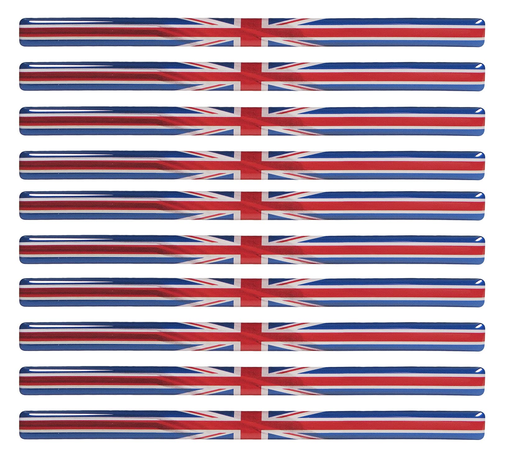 BIKE-label Union Jack 3D Aufkleber Flaggen 10 Stück je 150 x 10 mm Sticker Auto Kfz Motorrad 300552VE von BIKE-label