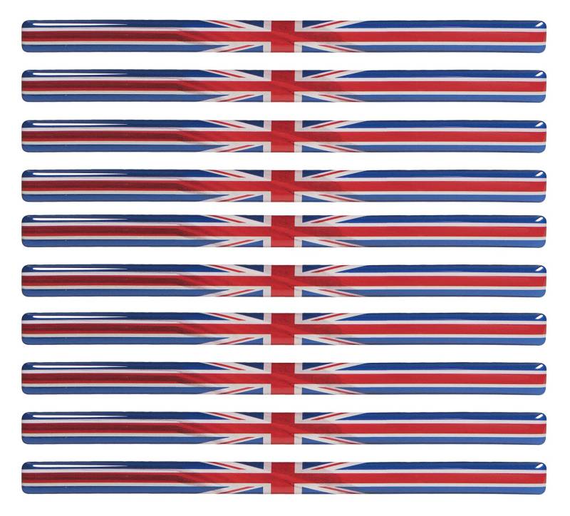 BIKE-label 3D Aufkleber Union Jack England Stripe 10 Stück je 150 x 10 mm 300552VE von BIKE-label