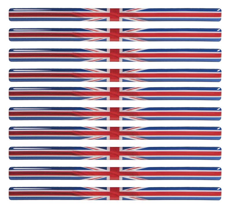 BIKE-label 3D Aufkleber Union Jack England Stripe 10 Stück je 150 x 10 mm 300552VE von BIKE-label