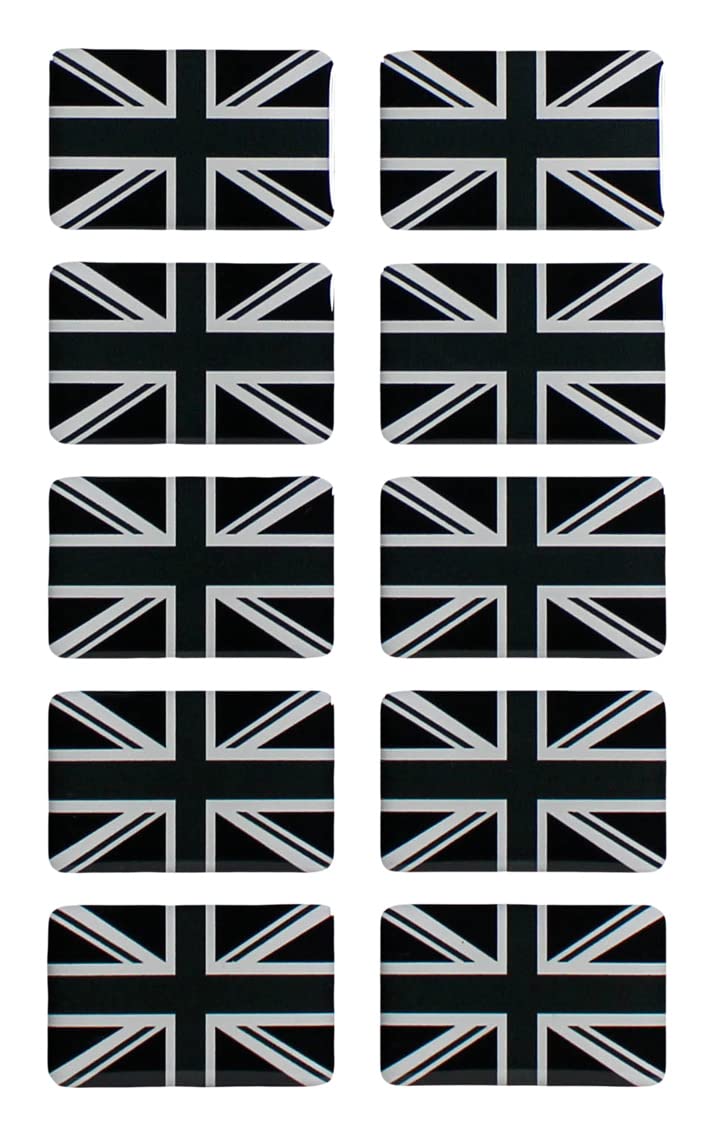 BIKE-label Union Jack 3D Aufkleber Flaggen 10 Stück je 31 x 20 mm Sticker Auto Kfz Motorrad X300535 von BIKE-label