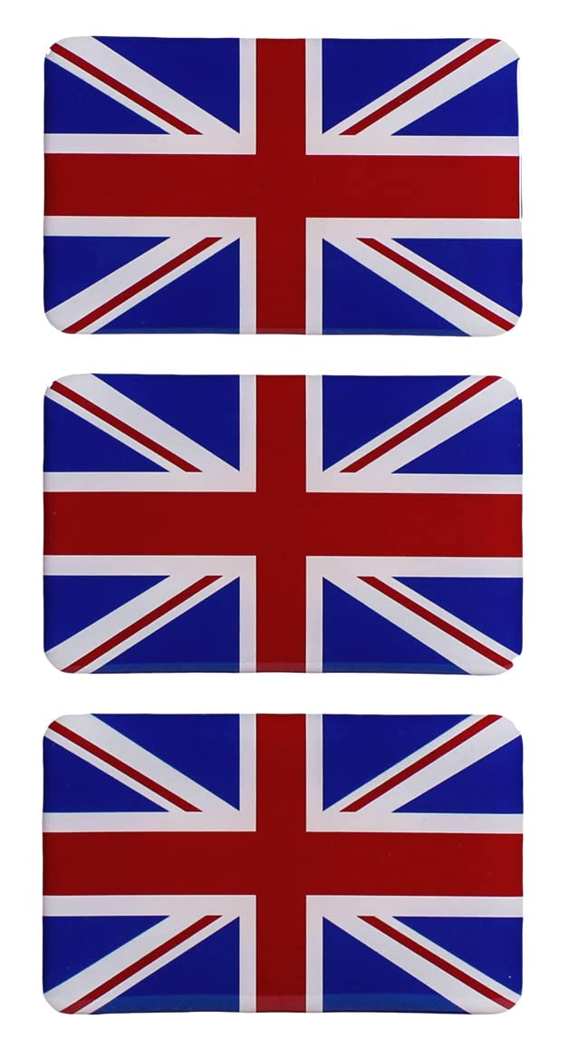 BIKE-label Union Jack 3D Aufkleber Flaggen 3 Stück je 62 x 40 mm Sticker Auto Kfz Motorrad X300503 von BIKE-label