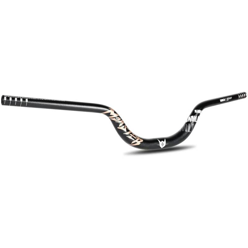 Fahrrad Schwalben-Lenker 31.8 * 780mm MTB Fahrrad Rise Lenker Mountain Bike Riser 90mm Lenker Extra Long Aluminium Alloy MTB Schwalben-Lenker (Black Gold) von BIKECO