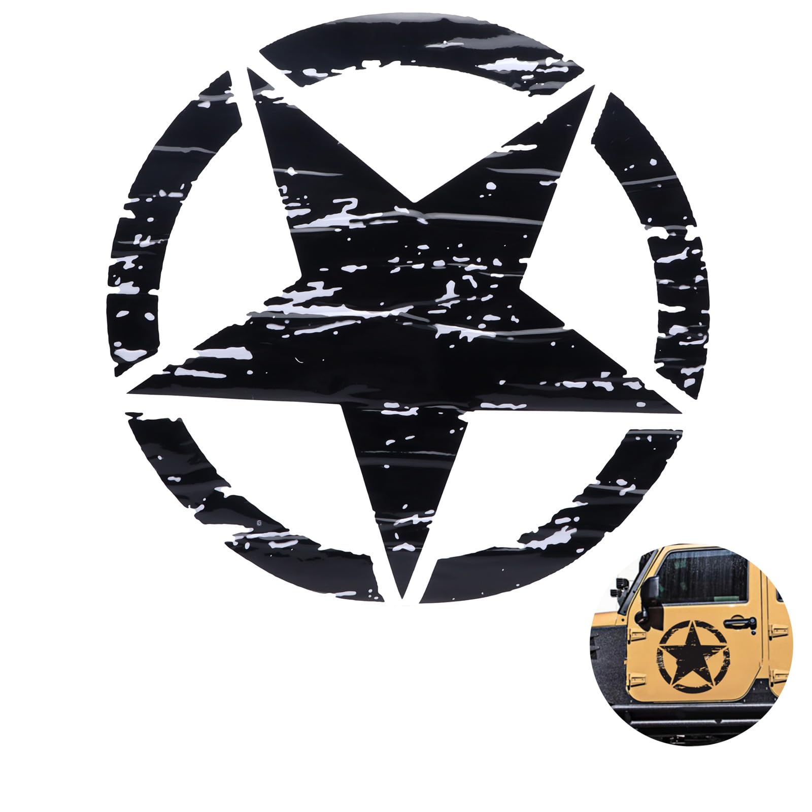 Autoabziehbilder, 19,7 Zoll Karosserieaufkleber Schwarzer Stern Dekoration Kompatibel mit F150 Wrangler Rubicon JK CJ TJ YJ von BIKING