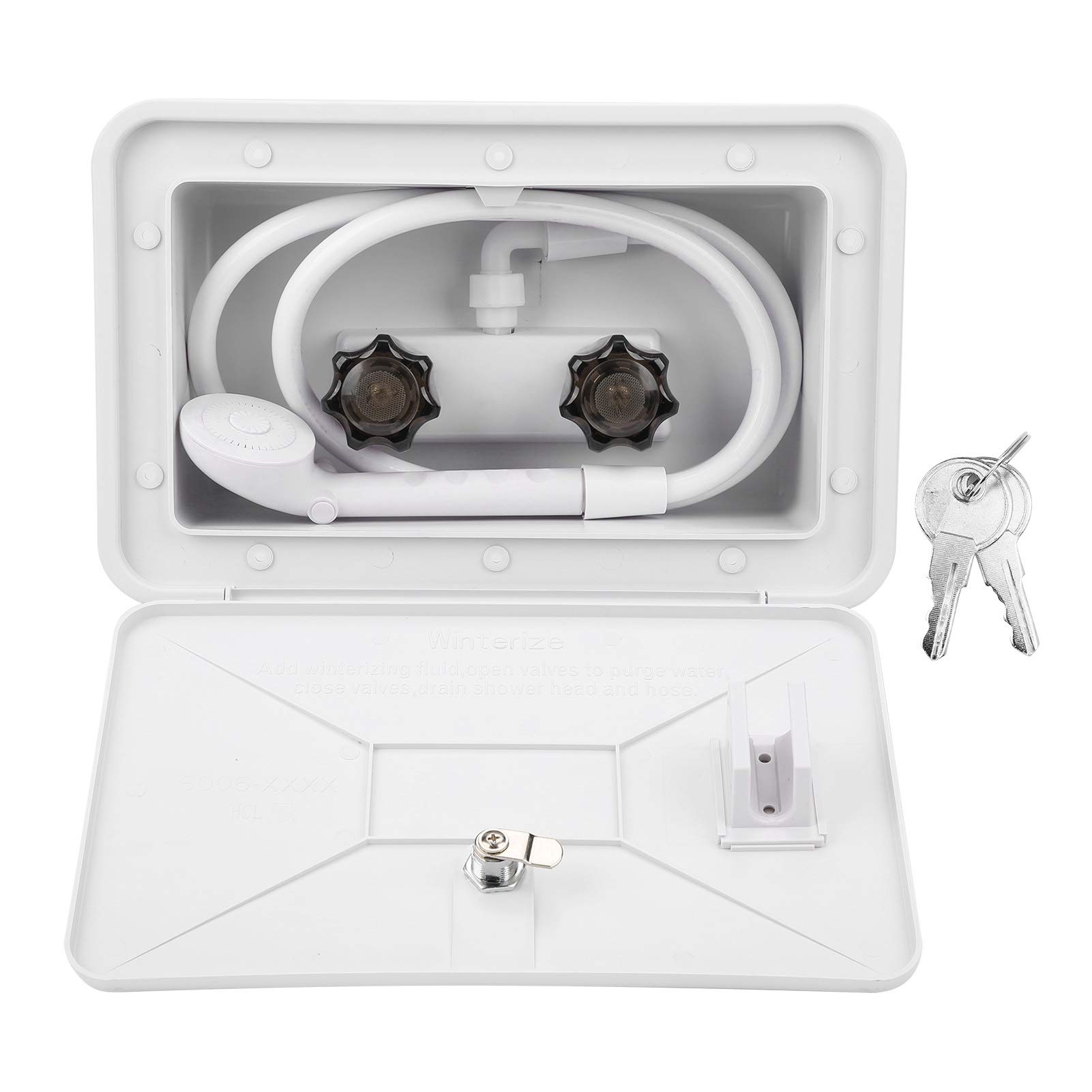 Duschbox,tragbar Außendusche Außenwaschset mit Schlosszubehör 340 x 215 x 80 mm für Boot Camper Wohnmobil Duschbox,tragbar Außendusche Außenwaschset mit Schlosszubehör 340 x 215 x 80 mm für Boot Camper Wohnmobil von BIKING