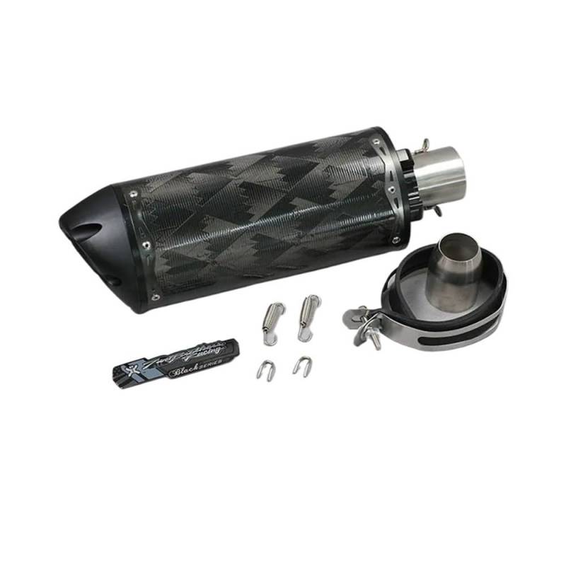 BIKKJBK Motorrad Schalldämpfer 51mm Einlass Motorrad Auspuffrohr Carbon Faser Schalldämpfer Stahl Moto Für Z1000 R1 GSR750 MT09 R6 von BIKKJBK