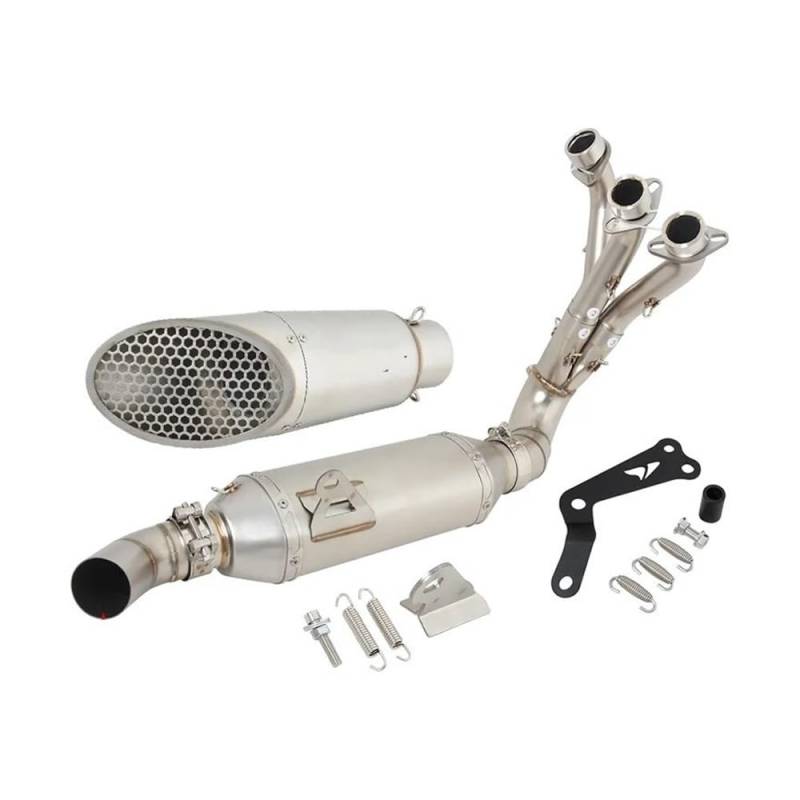BIKKJBK Motorrad Schalldämpfer Für MT09 FZ09 XSR 900 Für Tracer 9 GT 2022 2023 Vollmotorradauspuff Vorne Link Pipe Mesh Schalldämpfer von BIKKJBK