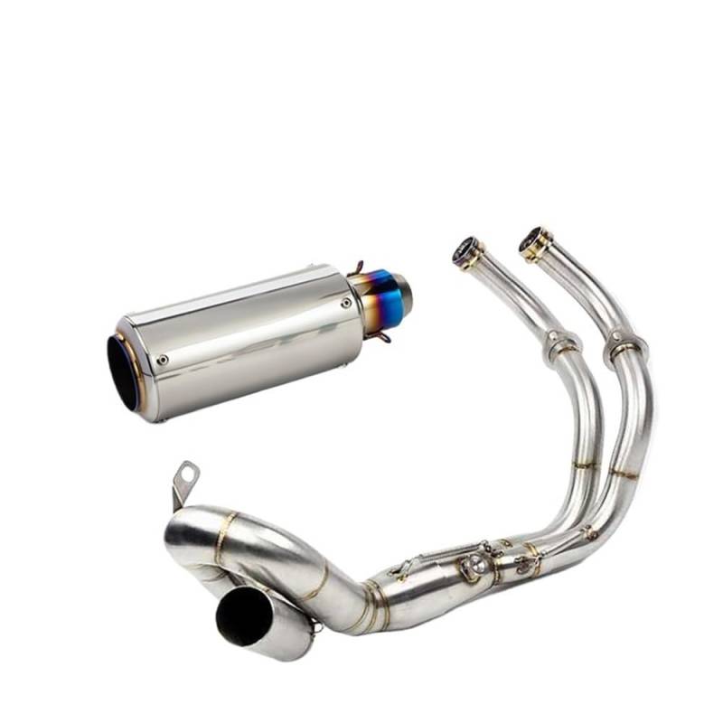 BIKKJBK Motorrad Schalldämpfer Für R7 R 7 2021 22 2023 Slip On Volle Motorrad Auspuff Ändern Vorne Link Rohr Carbon Schalldämpfer von BIKKJBK