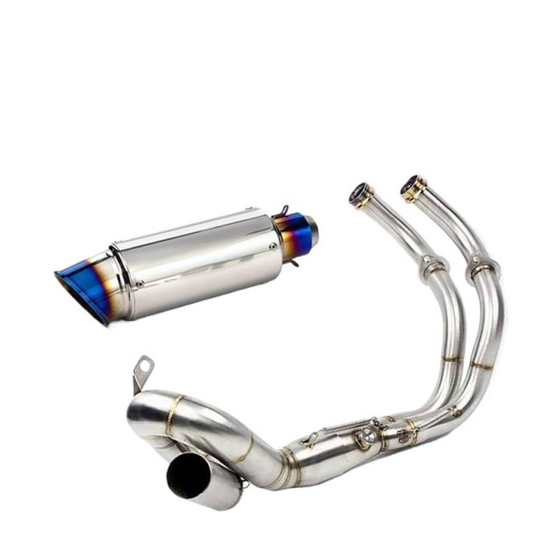 BIKKJBK Motorrad Schalldämpfer Für R7 R 7 2021 22 2023 Slip On Volle Motorrad Auspuff Ändern Vorne Link Rohr Carbon Schalldämpfer von BIKKJBK