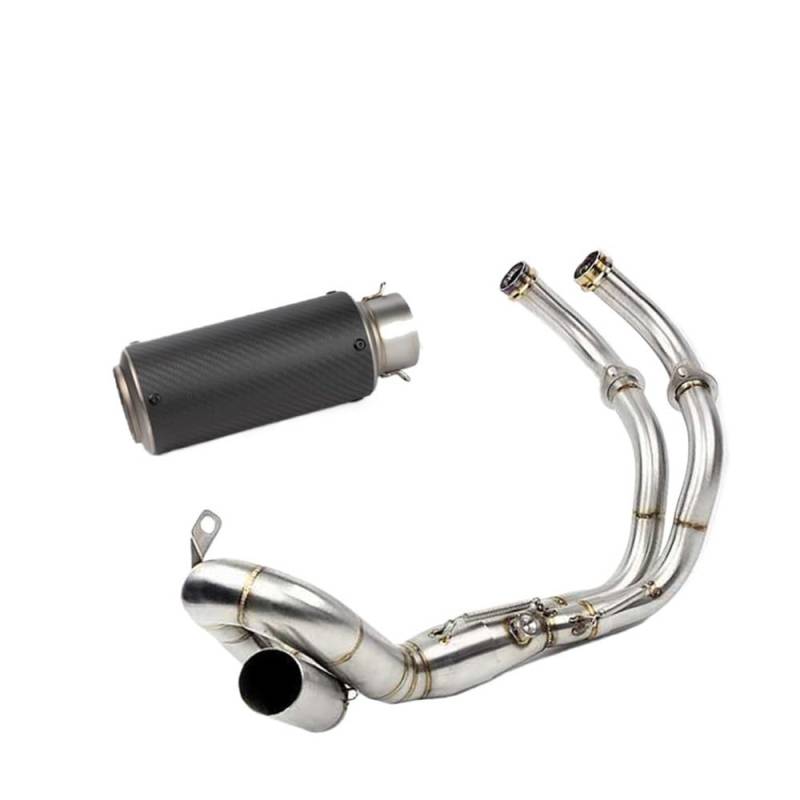BIKKJBK Motorrad Schalldämpfer Für R7 R 7 2021 22 2023 Slip On Volle Motorrad Auspuff Ändern Vorne Link Rohr Carbon Schalldämpfer von BIKKJBK