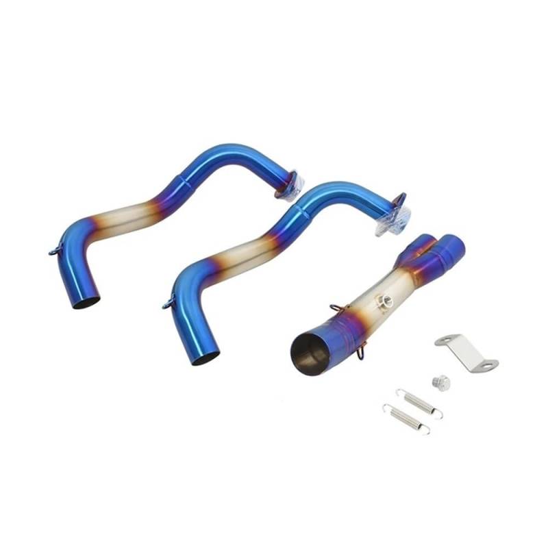BIKKJBK Motorrad Schalldämpfer Voller Motorrad-Auspuffschalldämpfer Für R77 R7 MT07 FZ07 2023 Front Link Pipe Schalldämpfer von BIKKJBK