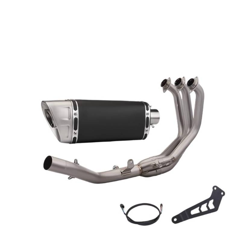 BIKKJBK Motorrad Schalldämpfer for MT09 FZ09 XSR900 Full Motorcycle Exhaust System Slip On Titanium Alloy Front Tube Link Pipe Connect 51MM Muffler von BIKKJBK
