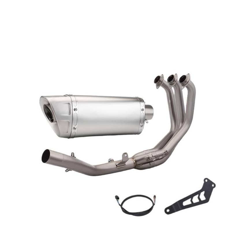 BIKKJBK Motorrad Schalldämpfer for MT09 FZ09 XSR900 Full Motorcycle Exhaust System Slip On Titanium Alloy Front Tube Link Pipe Connect 51MM Muffler von BIKKJBK