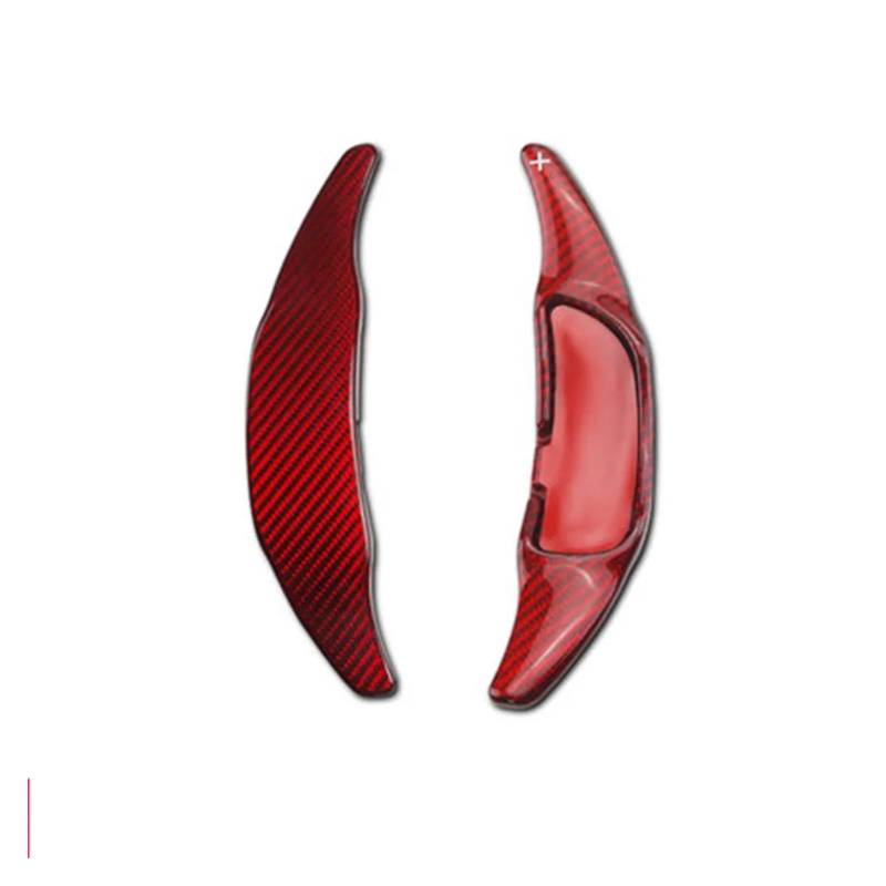 BILKAR Schaltpaddel Für Auto Kompatibel Mit Benz Für AMG A45 C43 C63S E63 CLA35 GLA45 CLS63 GT53 GT63S Auto-Schaltwippenabdeckung Auto-Lenkrad-Schaltwippenverlängerung(Carbon Red) von BILKAR
